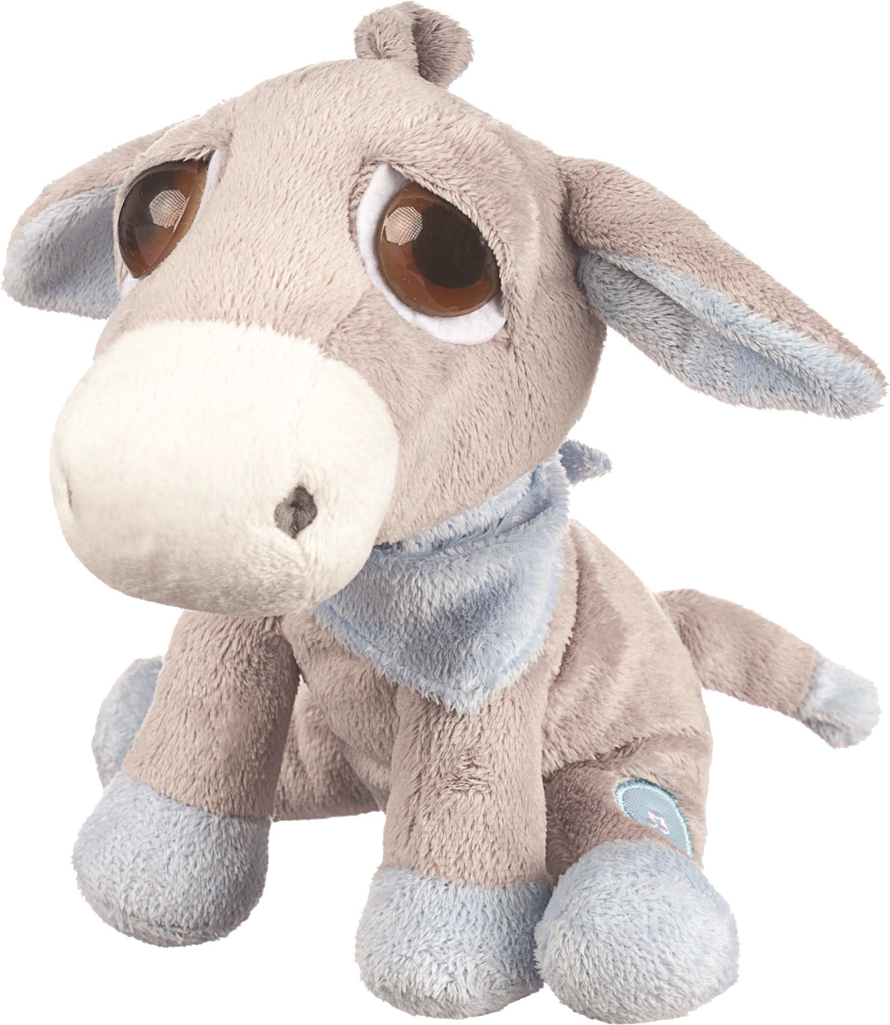 Suki Baby L'il Peepers Pablo Donkey Soft Boa Plush Toy with Press Activated Music (Blue)