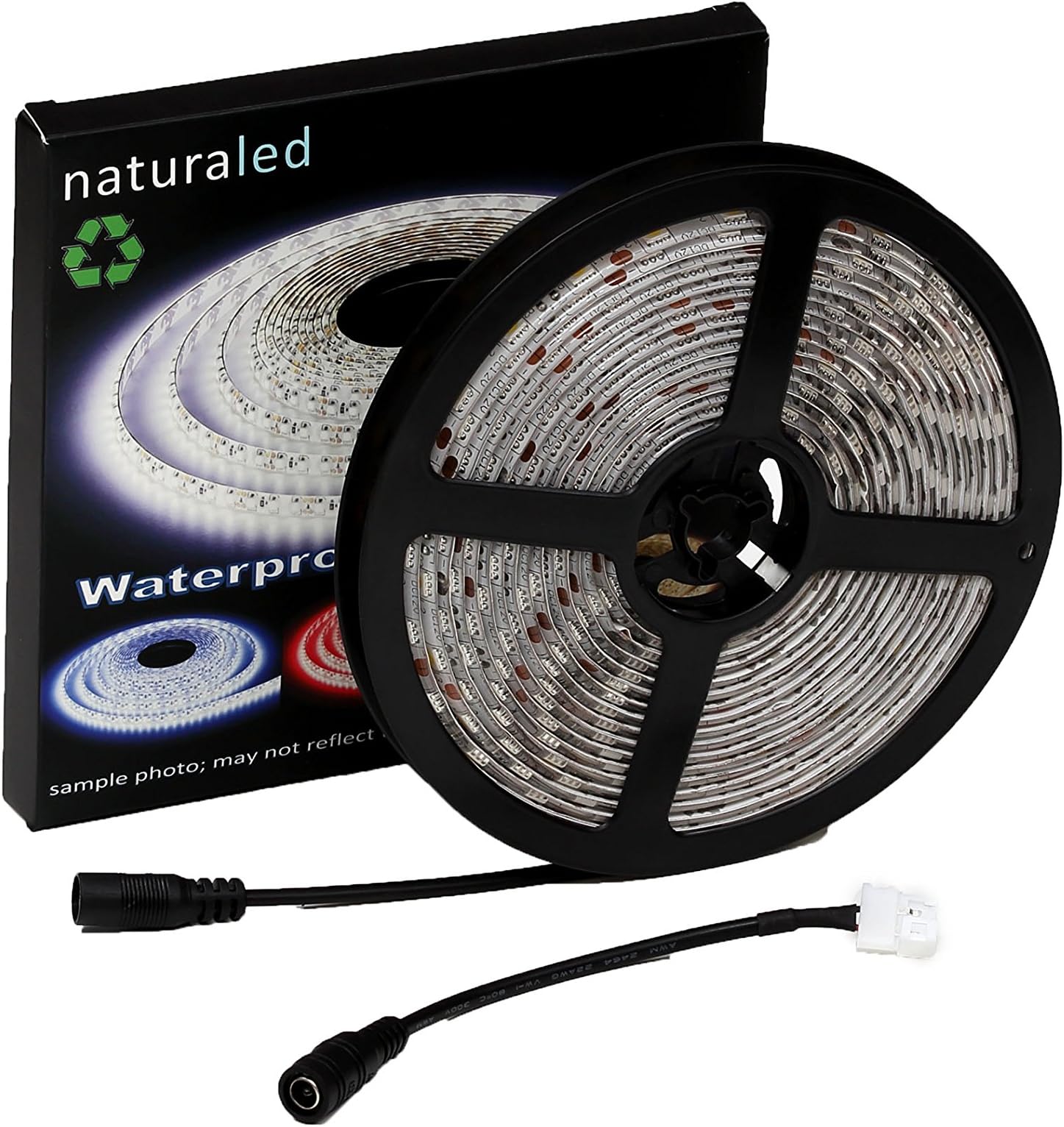 Flexible LED Strip Light 16.4ft 5050 SMD IP65 Waterproof Cool White 6500K 300 LEDs/Roll