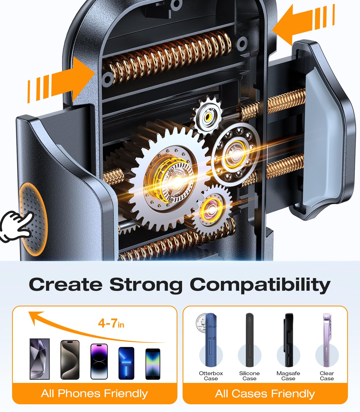 VICSEED Military-Grade Sturdy Car Phone Holder Mount, Upgraded Anti Shake Metal CD Slot & Air Vent Thick Case Friendly Phone Mount for Car Fit for iPhone 16 15 14 Samsung All Phones