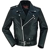Daniel Smart Men Motorcycle Leather Jacket Black Economy Biker Leather Jacket with inside Pockets & Heavy Duty Zippers