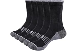 YUEDGE Men's Cushioned Cotton Crew Socks for Men Pack, Sweat Wicking Anti-Odor Casual Everyday Work Athletic Socks, 5 Pairs