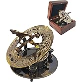The New Antique Store - Sundial Compass in Box - Nautical Marine Pocket Sun Dial, Boat Gift, Sun Clock Replica Watch for Pirate Ship Enthusiasts