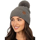Funky Junque Beanie for Women Ultra Soft Chenille Faux Fur Pom Pom Winter Hats Warm Ski Cap Fashion