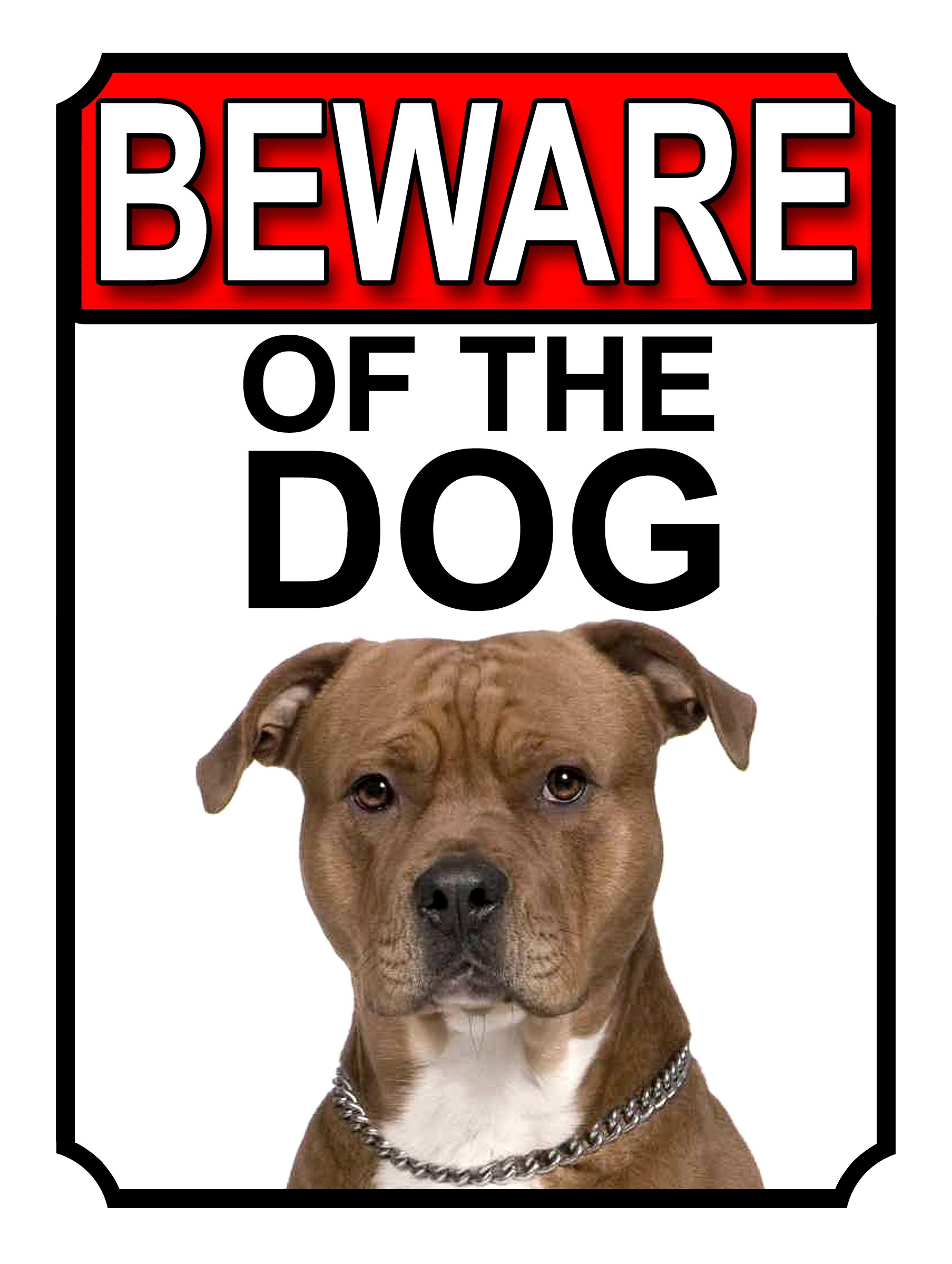 Shawprint Limited BEWARE OF THE DOG METAL GATE SIGN AMERICAN PIT BULL 200MM X 150MM (1103H1)