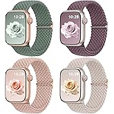 DaQin 4 Pack Braided Stretchy Solo Loop for Apple Watch Bands Women Men 40mm 41mm 42mm 44mm 45mm 46mm 49mm 38mm, Soft Nylon Elastic Sport Strap for iWatch Band Series 11 10 9 8 7 6 5 4 3 2 1 SE Ultra