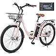 Viribus Electric Bike for Women, City Ebikes for Adults 500W (Peak 750W) with Basket, Rack, Suspension, Aluminum Frame, 48V 13AH Battery, Cruiser Commuter E Bike for Adults Ladies Seniors 26 inch