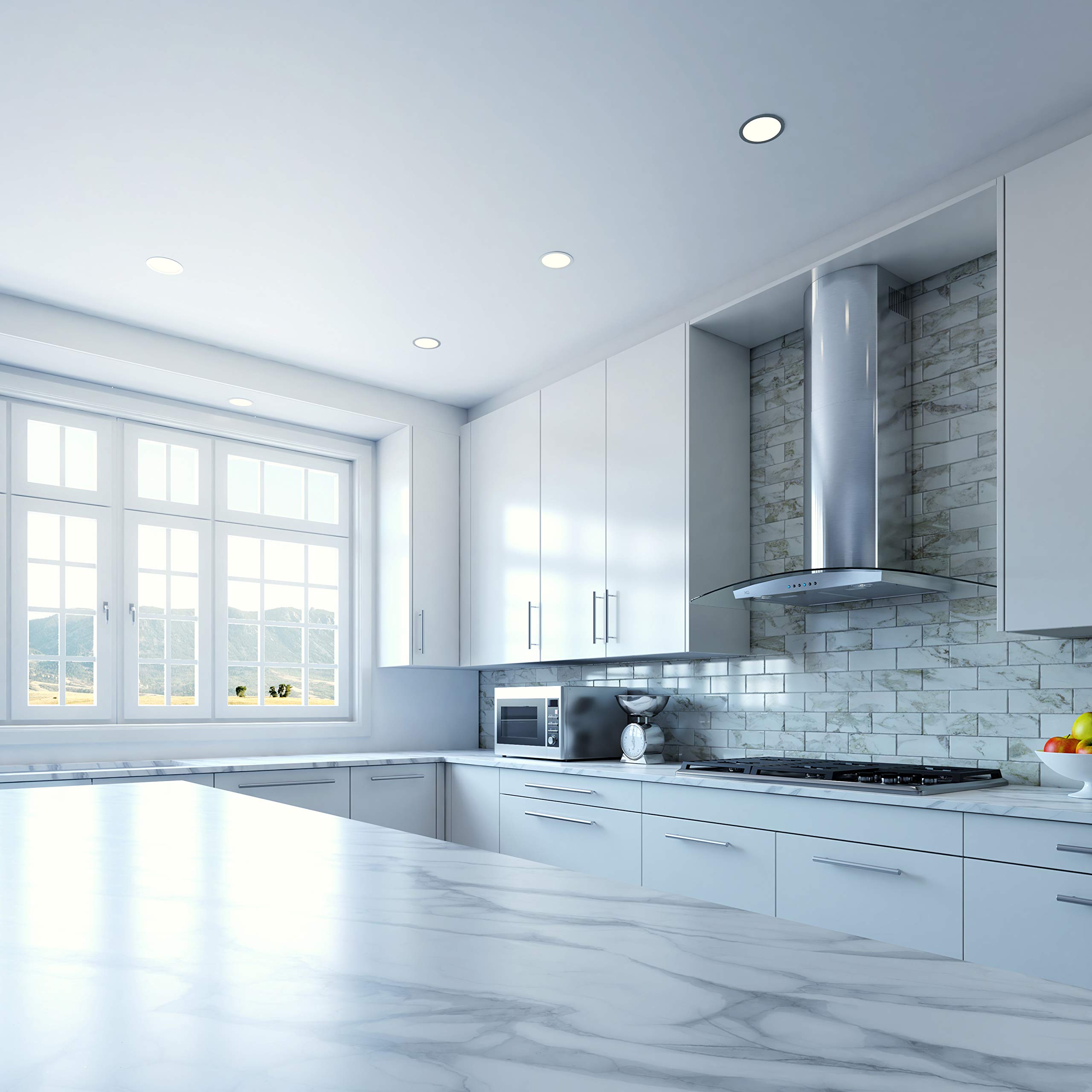 XO Range Hood Glass Canopy Stainless Steel Wall Mount Chimney Style