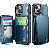 Vinich for iPhone 14 Wallet Case with Card Holder, RFID Blocking Credit Slots Kickstand Shockproof Phone Cover Fit for iPhone 14 6.1" Blue