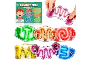 LESONG Sensory Fidget Toys for Kids Toddlers - Squishy Sensory Products for Autistic Autism Children Special Needs, Fidgets for Classroom Stress Anxiety Calm Down, Squeeze Sensory Tube Filled Goo, Glitter
