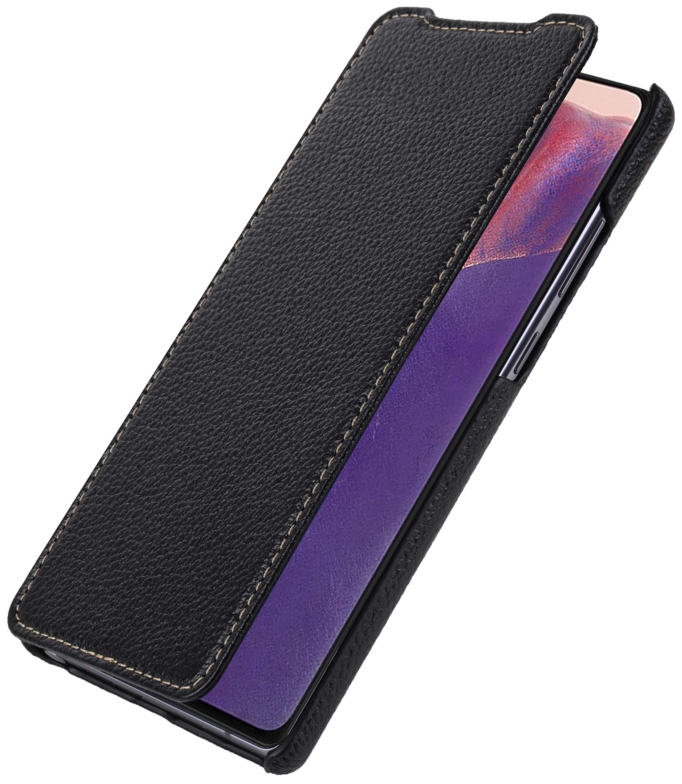 StilGut Book Type Flip Case for Samsung Galaxy Note 20, Genuine Leather Samsung Note 20 Case, Black