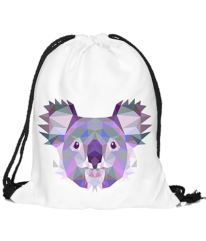 BetterStylz Jahn2 KOALA Polygon Turnbeutel Rucksack Sport Beutel Gymsack Hipster Tasche vers. Design (ca. 32 x 39 cm) (One Si