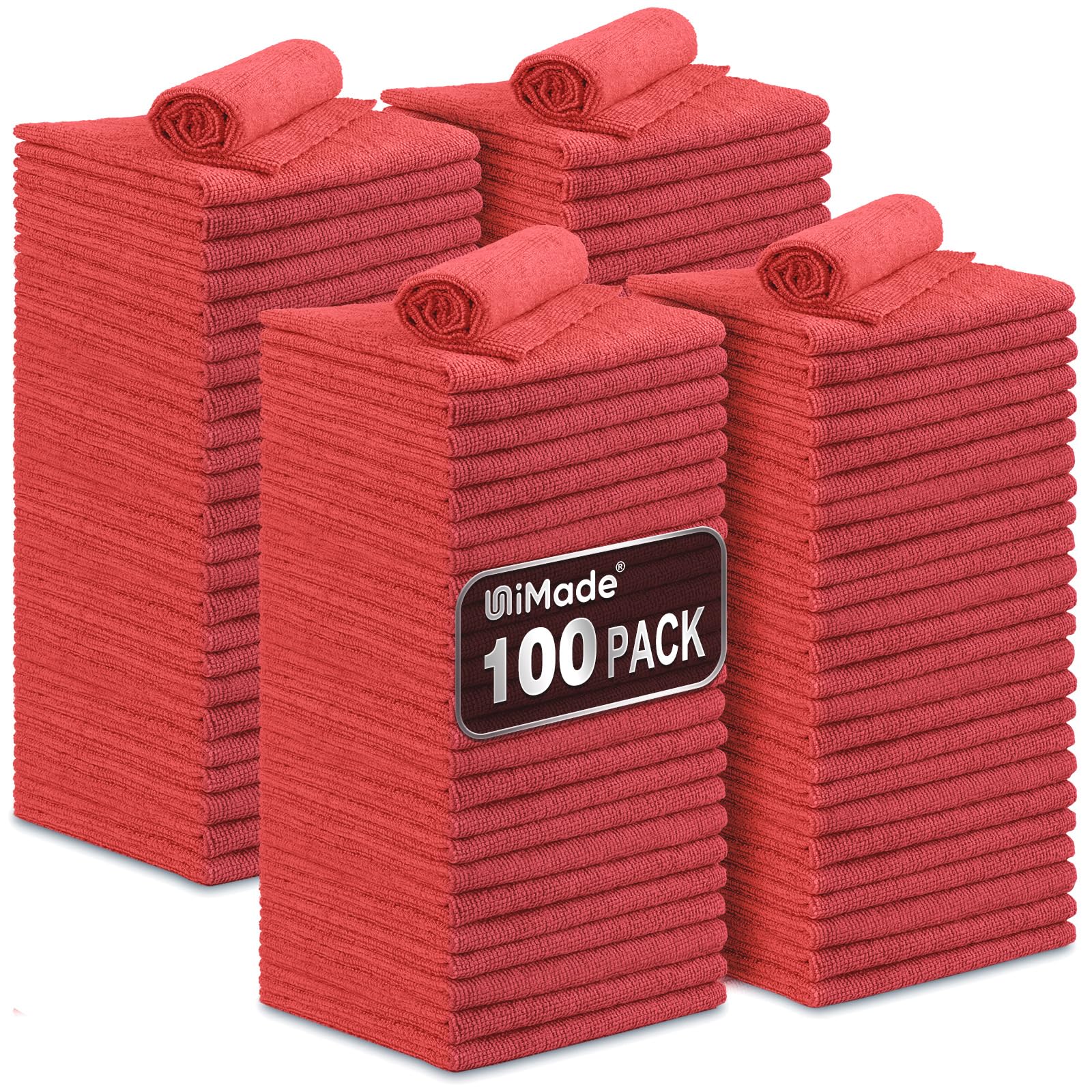 UNIMADE Shop Towels, 100 Pack Commercial Grade Work Rags Microfiber ...
