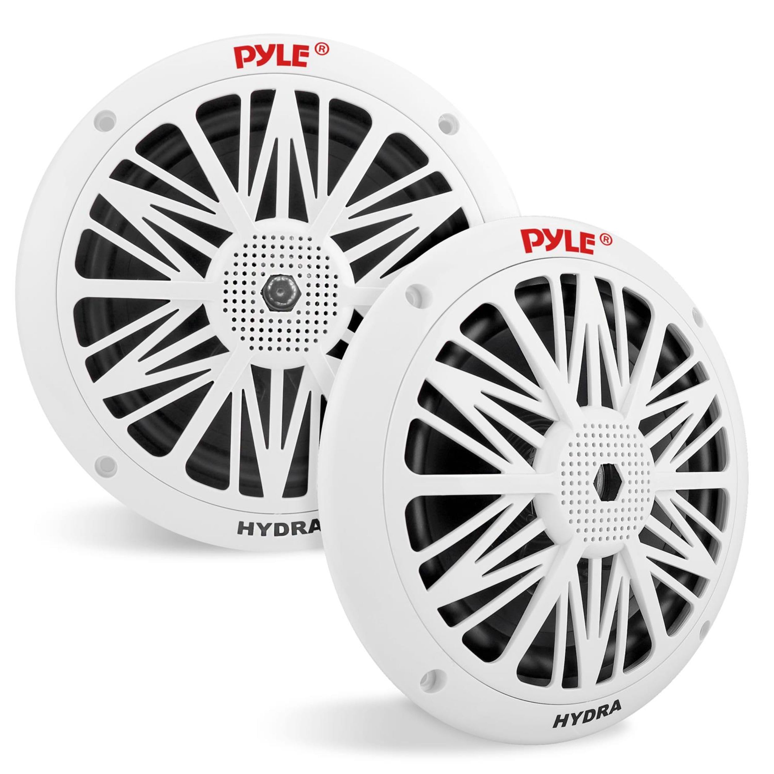 Pyle 6.5 Inch Dual Marine Speakers - 2 Way Waterproof and Weather Resistant Outdoor Audio Stereo Sound System with 200 Watt Power, Poly Carbon Cone and Butyl Rubber Surround - 1 Pair (White)