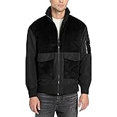 GUESS mens Fabian Corduroy Mixed Puffa Jacket