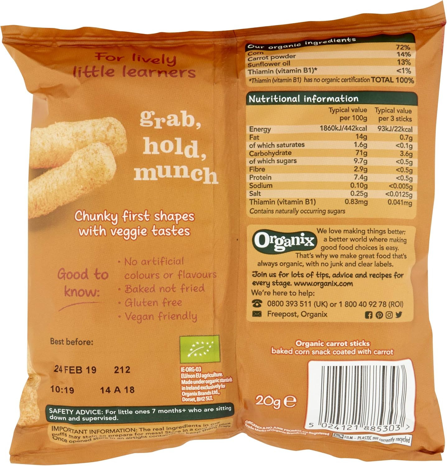 organix finger foods carrot sticks