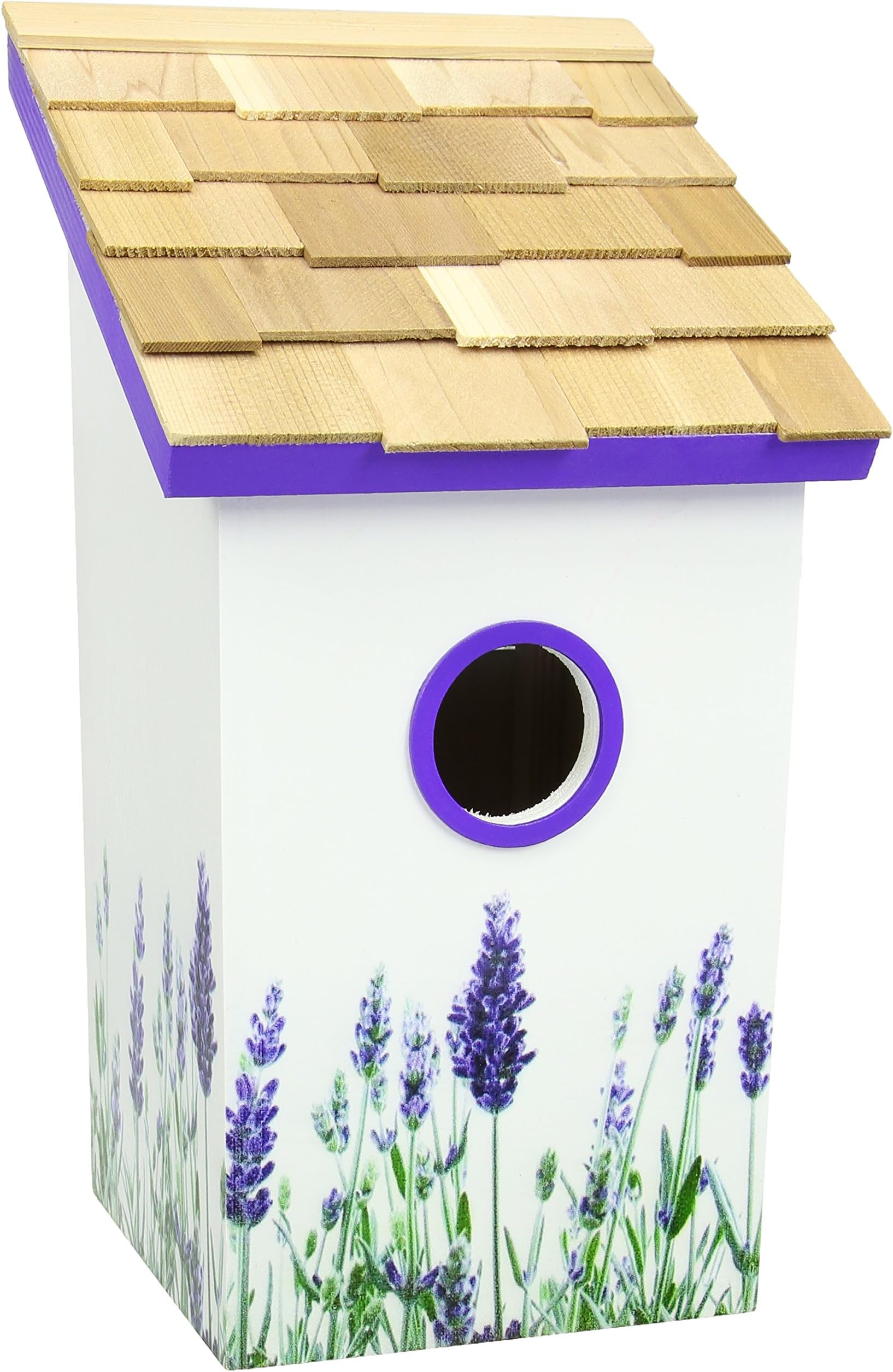 GARDEN BAZAAR HB-9079PACS Salt Box Lavender Bird House - White