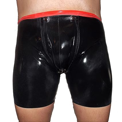 Latex Long Shorts mit Doppel-Reißverschluss/Innenbeutel Size:XL