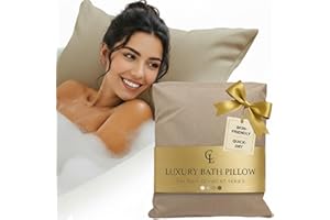 CLAESSONLIVING Luxury Bath Pillow for Tub - Thick and Comfortable Bathtub Pillow Support for Head and Neck and Back - Washable Quick-Drying Bath Pillows - Bath Cushion for Home Spa - Fits Any Bathtub - Sand