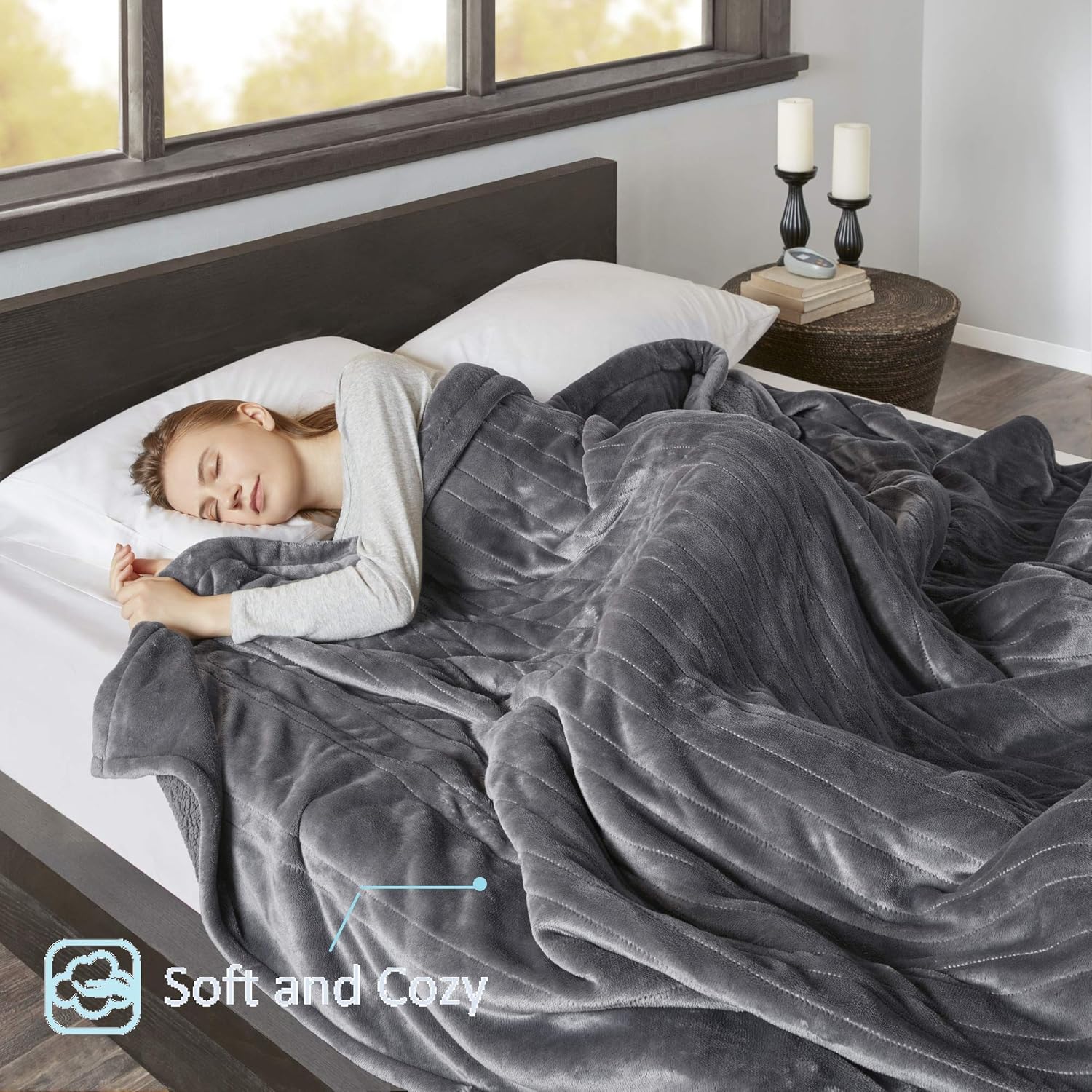 Beautyrest Heated Microlight to Berber Elect Electric Blanket with Two 20 Heat Level Setting Controllers -5 Years Warranty, King: 90x100, Grey (BR54-0419): Home & Kitchen