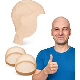 Kangaroo Realistic Beige Latex Bald Cap &amp; 2 Nylon Wig Caps for Men &amp; Women | Stretchable Fake Scalp Makeup Accessory for Cosplay &amp; Dress up Funny Costumes Wigs