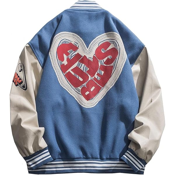 Cotton-Washed Vintage Denim Varsity Jacket with Khaki Sleeves  