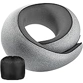 4litamz Neck Pillow Airplane,100% Pure Memory FoamTravel Neck Pillow Travel Neck Support Ergonomic &Portable Design Best for Sleeping Plane Car Train Office Flight (Small Grey)