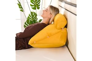Wedge Pillow for Adults, 3-in-1 Orthopedic Reading Pillow with Pockets Adjustable Triangle Sleeping Back Pillow Bed Chair wit