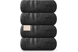 ORGANIX - SUSTAINABLE HEALTH SUPPLIES Organix Oversized 4 Piece Soft Bath Sheets Towels 550 GSM Cotton Bath Towels Extra Large 35"x70", Highly Absorbent & Quick Dry, Super Soft Hotel Quality Extra Large Bath Towels, Daily Use (Black)