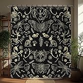 TSLOVER Black Goth Skull Shower Curtains,Spooky Gothic and Skull Shower Curtain for Bathroom,Funny Western Witchy Waterproof Polyester Fabric Bath Curtain Decor,72x72 Inches