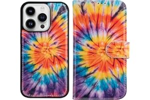 DorisMax iPhone 14 Pro Max Wallet Case,Detachable Flip Folio Cover RFID Blocking 4 Card Slots Holder Premium PU Leather Magnetic Kickstand Phone Case for iPhone 14 Pro Max 6.7" Elegant Rainbow