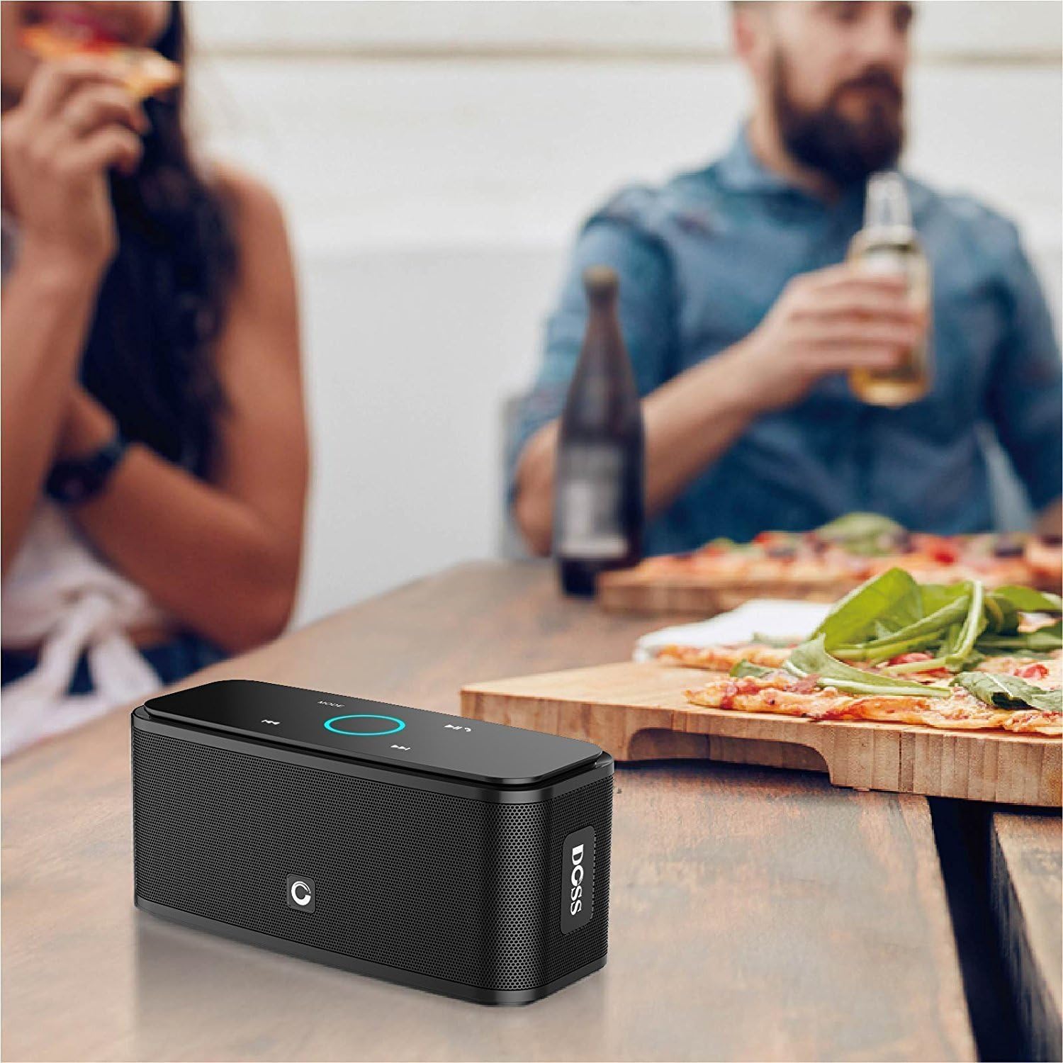 DOSS SoundBox Touch Portable Wireless Bluetooth Speakers with 12W HD Sound and Bass, 20H Playtime, Handsfree, Speakers for Home, Outdoor, Travel-Black: Electronics