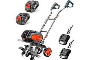 Cordless Electric Tiller Garden Cultivator TaskStar 40V Power Tiller Total 5000mAhx2 Battery Powered Rototiller 14" Width 9"Depth Tiller for Gardening,Dynamical Brushless Motor Enable Smooth Workflow