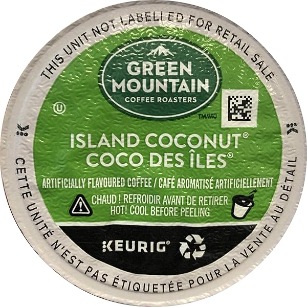 GREEN MOUNTAIN COFFEE ROASTERS ISLAND COCONUT, SINGLE-SERVE KEURIG K-CUP POD, FLAVORED LIGHT ROAST COFFEE, 48 COUNT (2 BOXES OF 24 COUNT PODS)