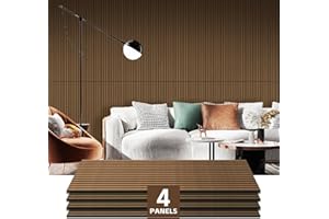 RITOLLO 4 Pack Wood Panels for Wall, 47.2"×23.6" Wood Slat Acoustic Panels for Wall, Soundproof Panels, 3D Fluted Panels for Interior Wall Decor (Walnut)