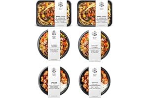 DEN'S HOT DOGS Grumpy Butcher East & West Meals Set, 6 Pack(10–15 oz Each), Frozen Dinner Meals Ready to Eat – Beef Stew, Orange Chicken, Chicken Lo Mein, High Protein Frozen Prepared Meals & Entrees for Home or Office