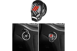 YOSRTER Push Start Button Cover fit for Dodge Challenger Charger Durango Journey Aluminum Alloy Engine Start Stop Button Cover Protector for Dodge Interior Accessories Ignition Switch Trim (Red Trim)