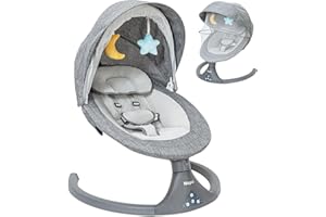 NAPEI Baby Swing for Infants to Toddler,Electric Portable Baby Swing and Bouncer,Bluetooth Infant Swing for Newborn with Remote Control,10 Music,5 Speed,3 Seat Position,Baby Rocker for Baby 0-9 Month