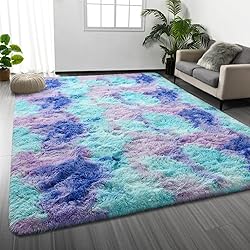 Deerhoo Large Shag Area Rugs 6 x 9, Tie-Dyed Plush