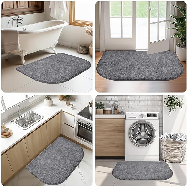 DOMUSTEX WASHABLE KITCHEN RUGS SET OF 2 (24″ X 35.5″ + 24″ X 59″), NON SLIP KITCHEN MATS FOR FLOOR, ABSORBENT INDOOR ENTRYWAY RUNNER RUGS FOR LAUNDRY, BATHROOM, DOOR, BEDROOM (ROLL PACKING)