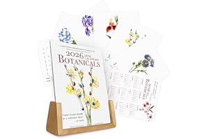 TODO BIEN DESIGN INC. 2026 Desk Calendar - Botanical Watercolor Monthly Calendar, Made in USA, 5x7 pages with motivational quotes, wooden Easel for Home Oﬃce School, Holiday New Year Gift (2026 Botanical - 01, U-Shape Stand)