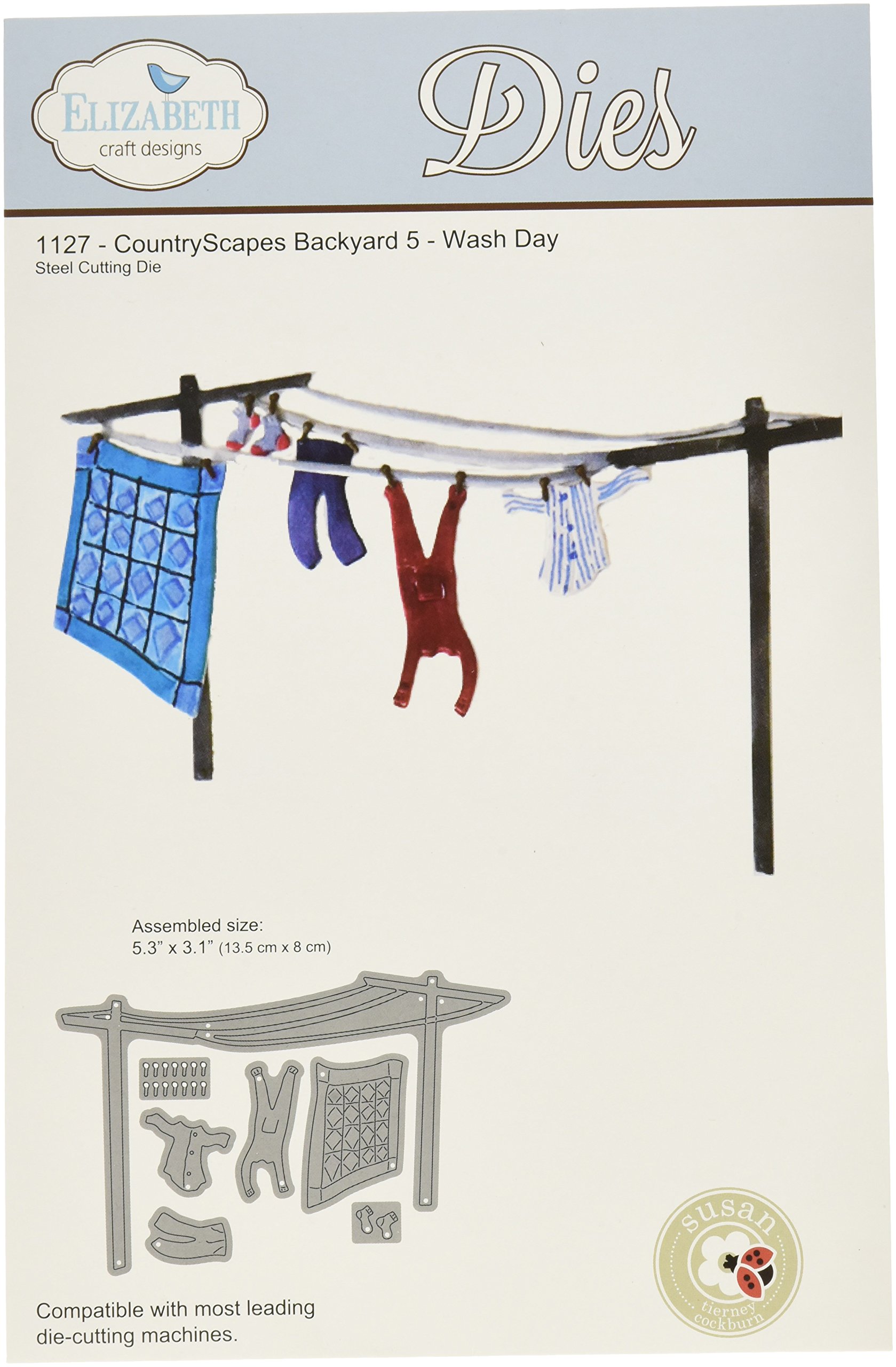 Elizabeth Craft Designs Metal Die Backyard 5 Wash Day, 3.1 x 5. 3-inch, Acrylic, Multicoloured, 0.1 x 5.9 x 10.15 cm