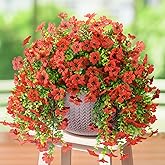 ZFProcess Artificial Hanging Flowers for Outdoors Spring Decoration, 2PCS Silk Fake Daisy Realistic Outdoor Flowers UV Resistant Porch Patio Window Yard Decor(Red)