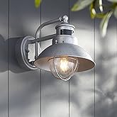 John Timberland Oberlin Rustic Industrial Farmhouse Outdoor Barn Light Fixture Galvanized Dusk to Dawn Motion Sensor 9" Clear