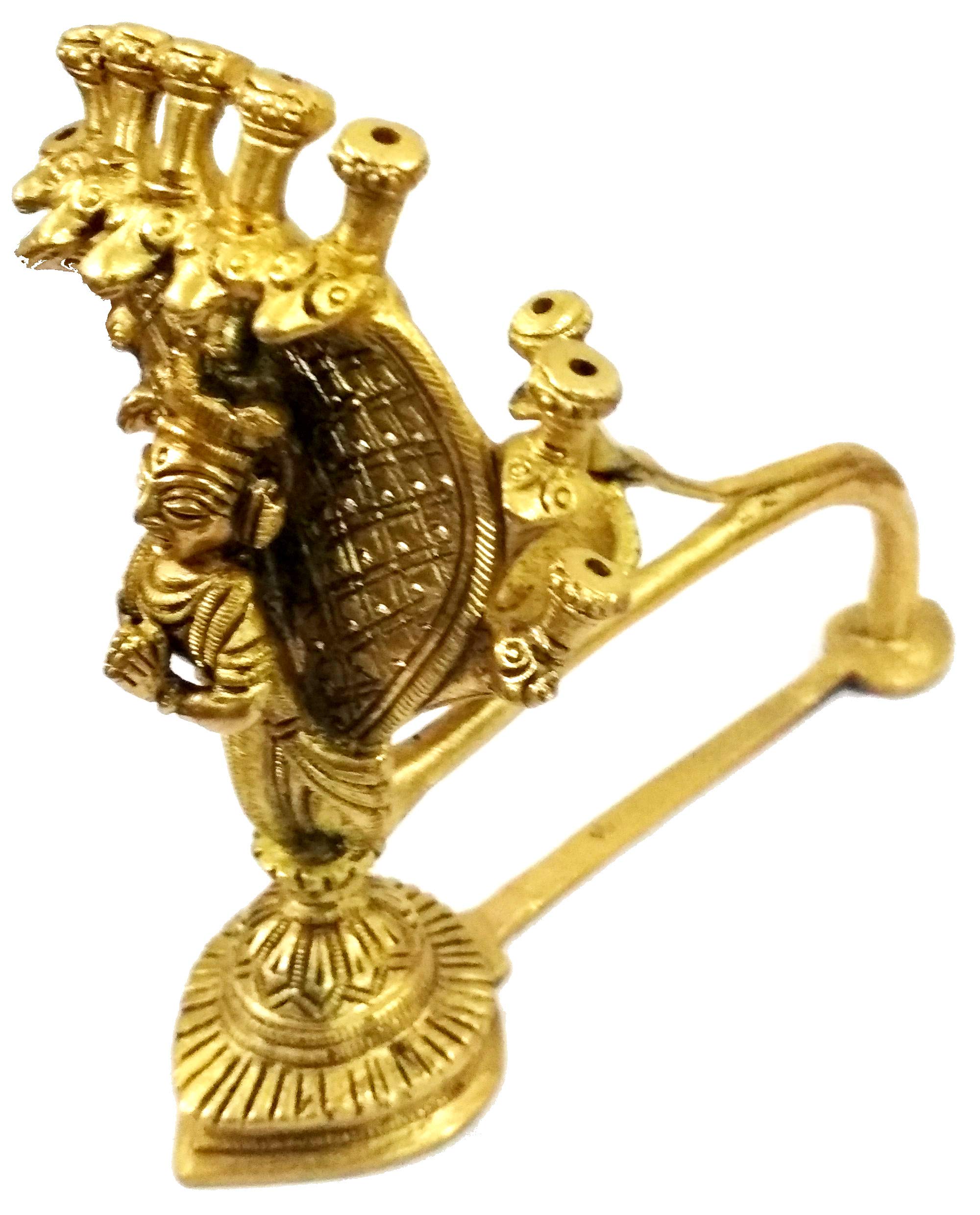 Purpledip Brass Sheshnag Aarti: Rare Collection Vishnu Narayan Serpent Oil Lamp Diya with Incense Sticks Holder (11753)