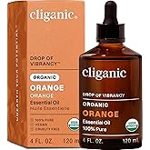 Cliganic Organic Sweet Orange Essential Oil, 4oz - 100% Pure Natural for Aromatherapy Diffuser | Non-GMO Verified