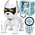 Top Race Robot Dog - Interactive RC Dog Toy with Gesture & Adventure Modes, Programming Treats, Rechargeable - White