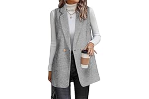 Happy Sailed Vest for Women Fall Winter Sleeveless Blazer Cardigans with Pockets