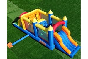 Bouncy Castle - 20.5FT(L) Extended Inflatable Obstacle Course Bounce House for Kids Party Easter Event, with Various Obstacle