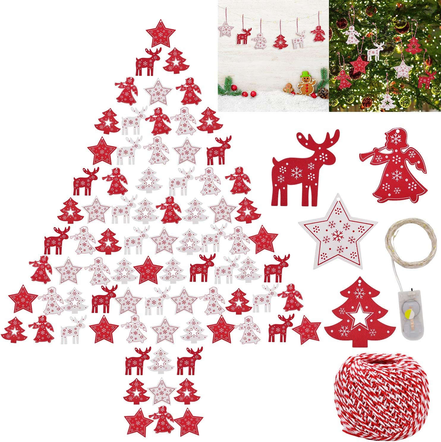 Amazon.de: JUSTDOLIFE 80PCS Weihnachtsholz-Fertigkeit DIY hölzerner