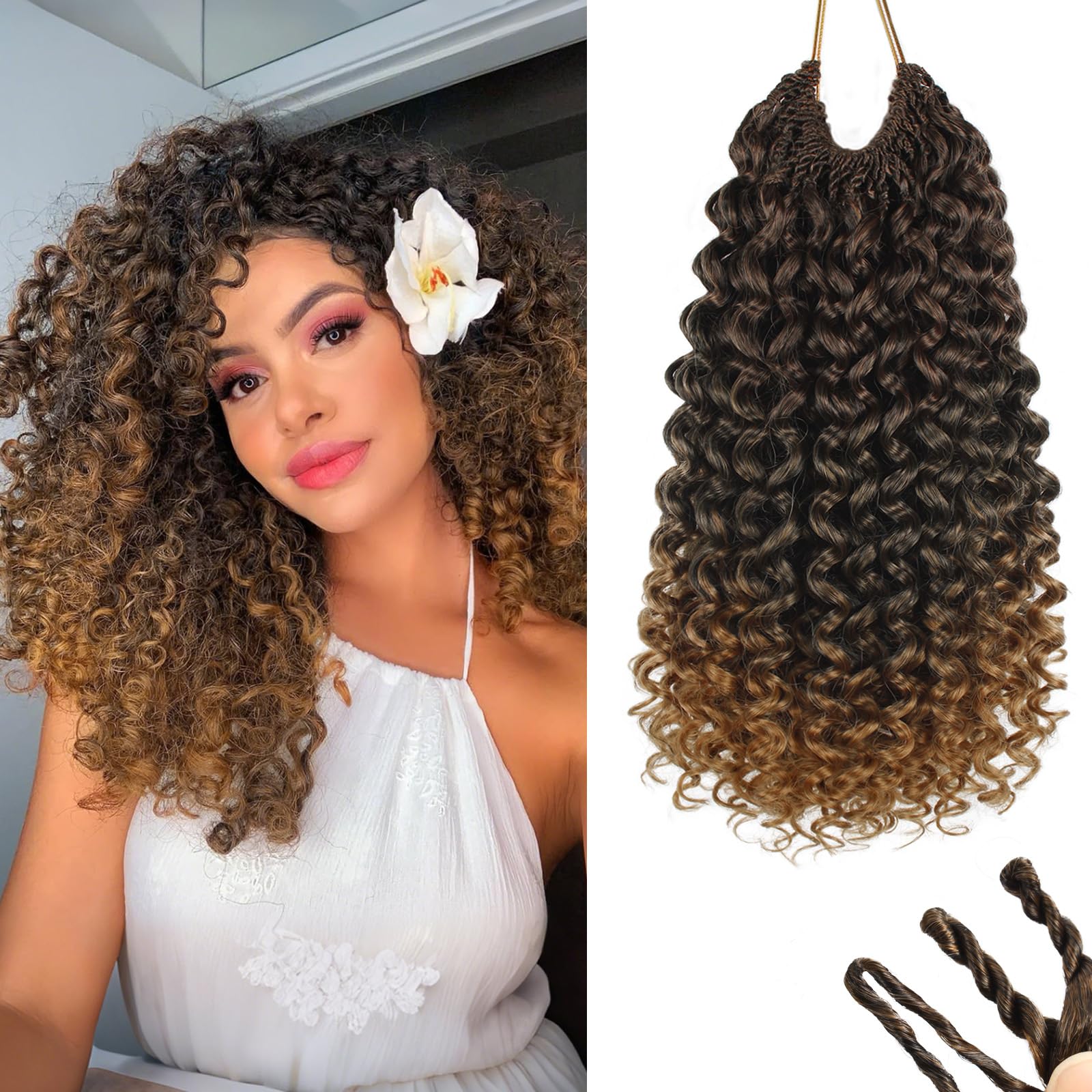 Photo 1 of 120 Strands Curly Crochet Hair Gogo Curl Pure Protein Fiber Close to Human Hair 12 Inch Pre looped Deep Wave Curly Crochet Hair For Black Women Beach Curl Twist Braiding Hair Extensions (12inch 1B/30)